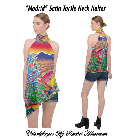 Satin Turtle Neck Halter Top, Top, Halter, Satin Top, Dress Blouse, Fashion, Art
